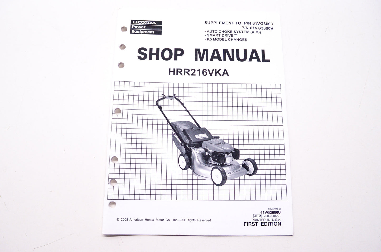 Honda Shop Service Repair Manual HRR216VKA Supplement