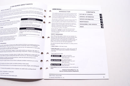 Honda Shop Service Repair Manual HRR216VKA Supplement