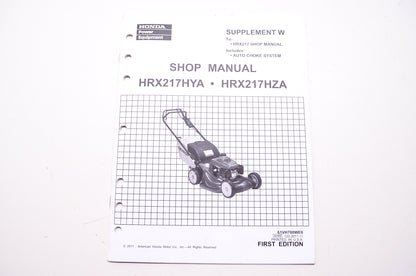 Honda Shop Service Repair Manual HRX217HYA HRX217HZA Supplement 1st Edition