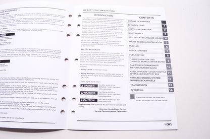 Honda Shop Service Repair Manual HRX217HYA HRX217HZA Supplement 1st Edition
