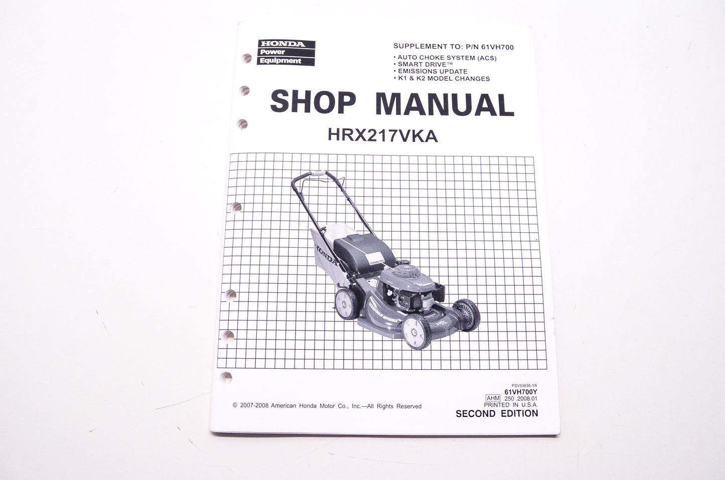 Honda Shop Service Repair Manual HRX217VKA Supplement 2nd Edition