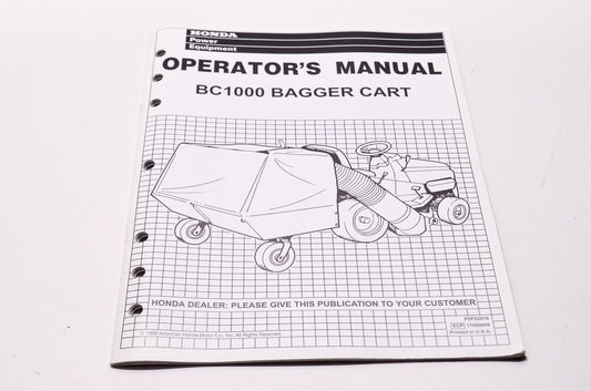 OEM Honda 31BC1600 Operator's Manual BC1000 Bagger Cart NOS