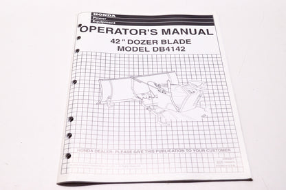 OEM Honda P0P52977, 15009810, 31HA460DB Operator's Manual 42' Dozer Blade Model DB4142 NOS