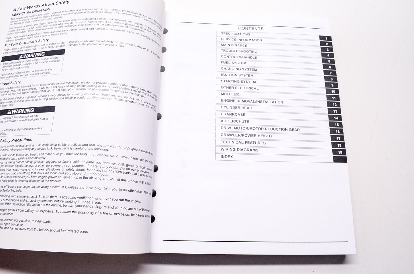 Honda Shop Service Repair Manual HS1336i 1st Edition