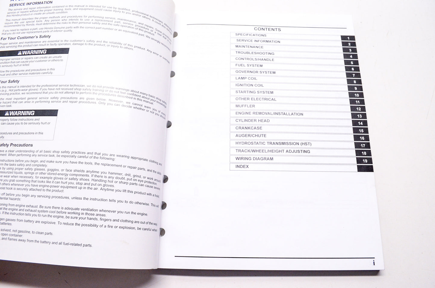 Honda Shop Service Repair Manual HS928K1 HS1332 First Edition