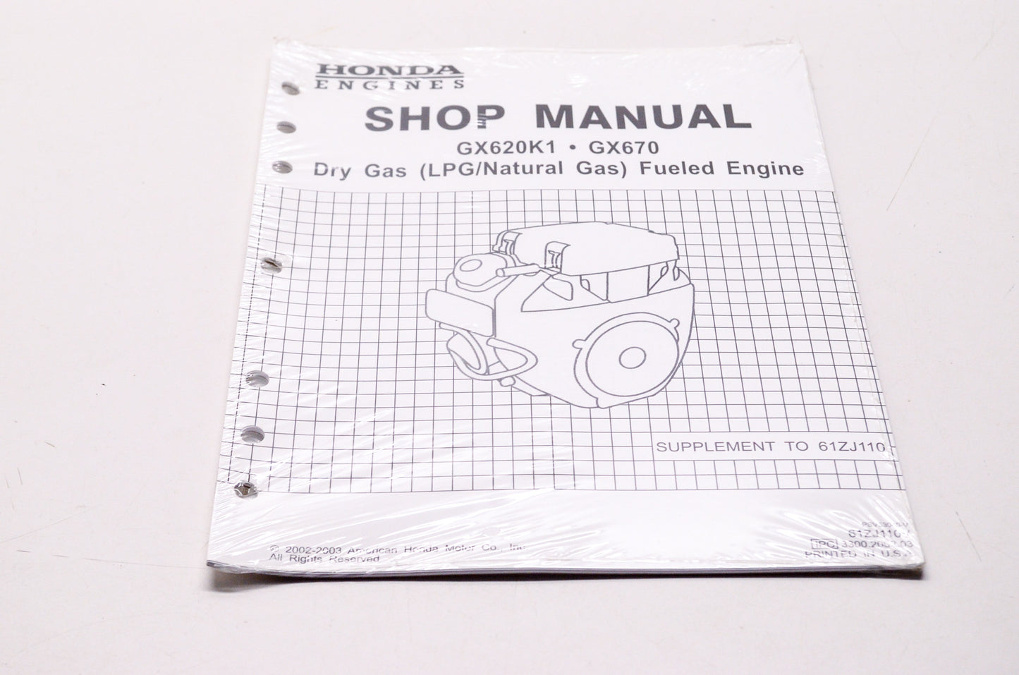 Engine Shop Service Repair Manual GX620K1 GX670 Supplement NOS