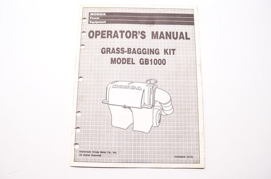 OEM Honda POP50835 (9210), 4155347 Operator's Manual Grass Bagging Kit Model