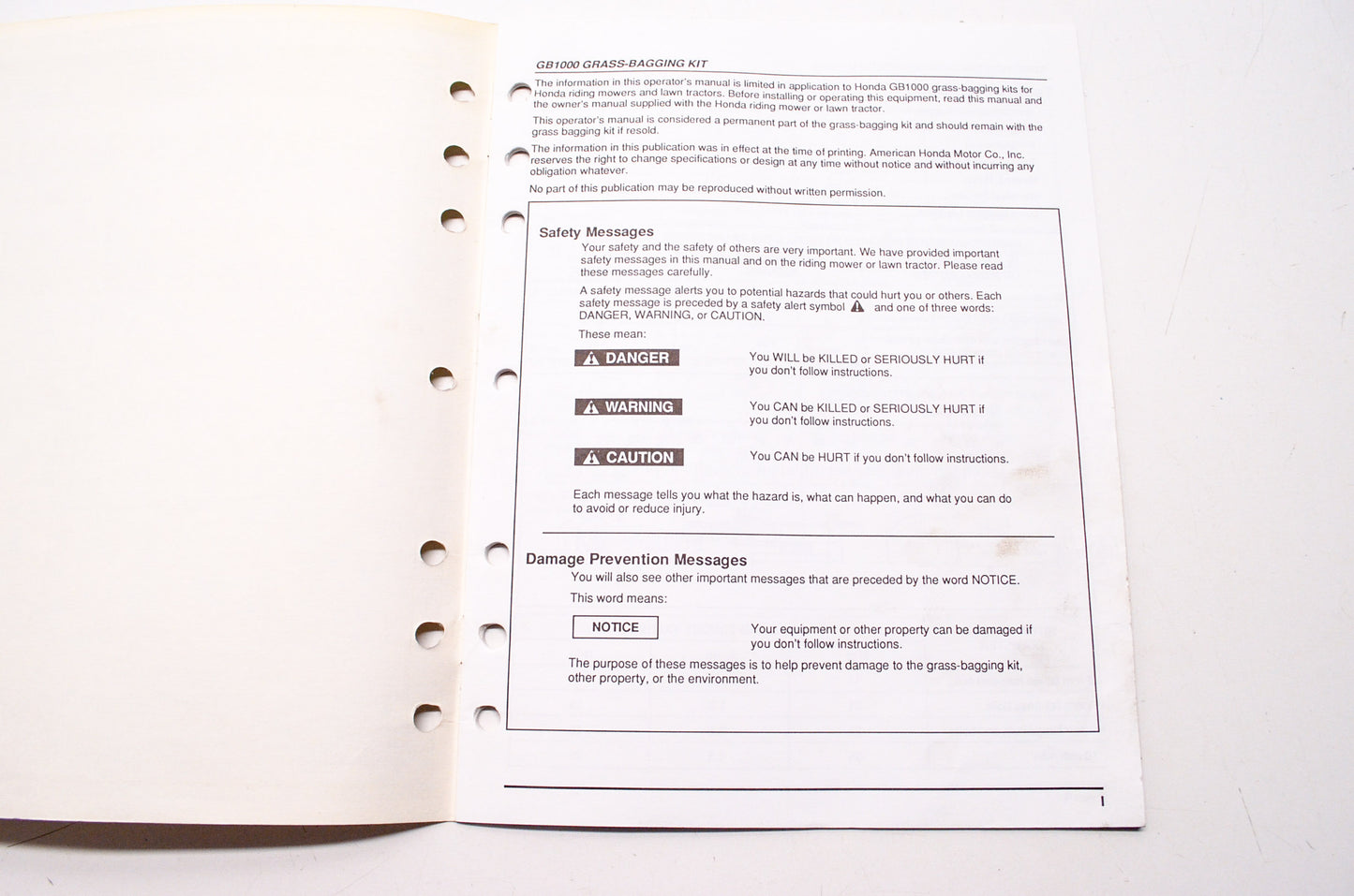 OEM Honda POP50835 (9210), 4155347 Operator's Manual Grass Bagging Kit Model