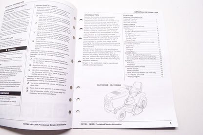 OEM Honda PSV52881 Provisional Service Information Lawn Tractor HA4118H38A HA412