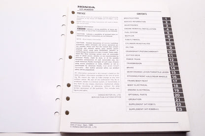 Honda Shop Service Repair Manual Riding Mower HT-R3009K0/3009K1/3811