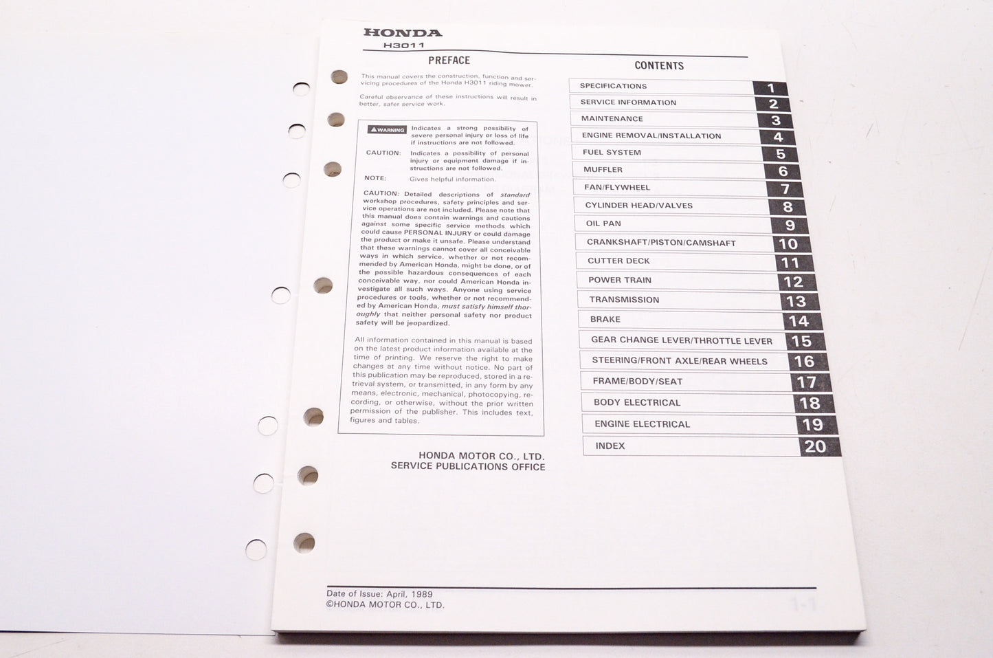 Honda Shop Service Repair Manual Riding Mower H 3011