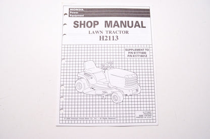 Honda Shop Service Repair Manual Lawn Tractor H2113 Supplement