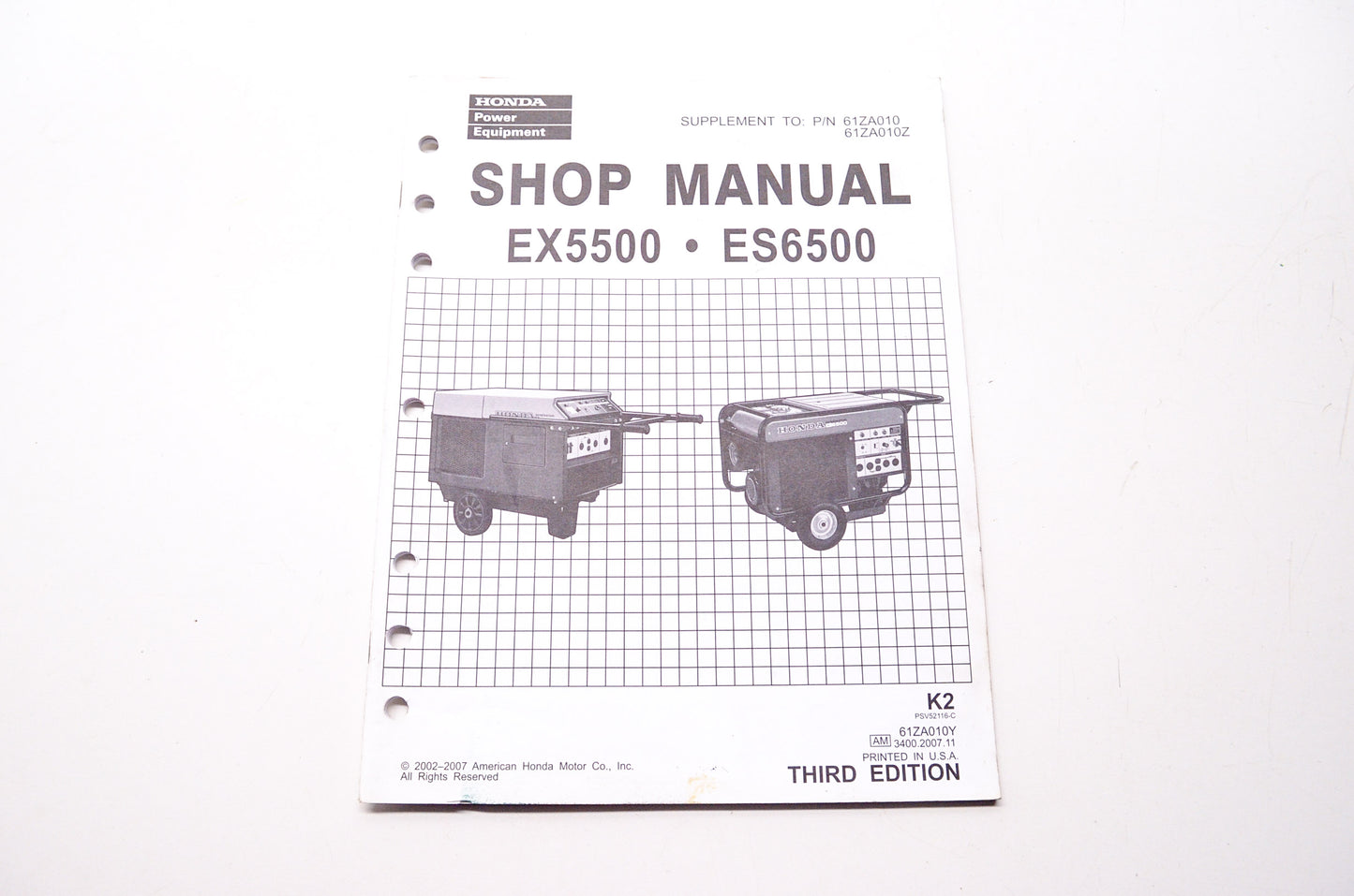 Honda Shop Service Repair Manual EX5500 ES6500 Supplement 3rd Edition