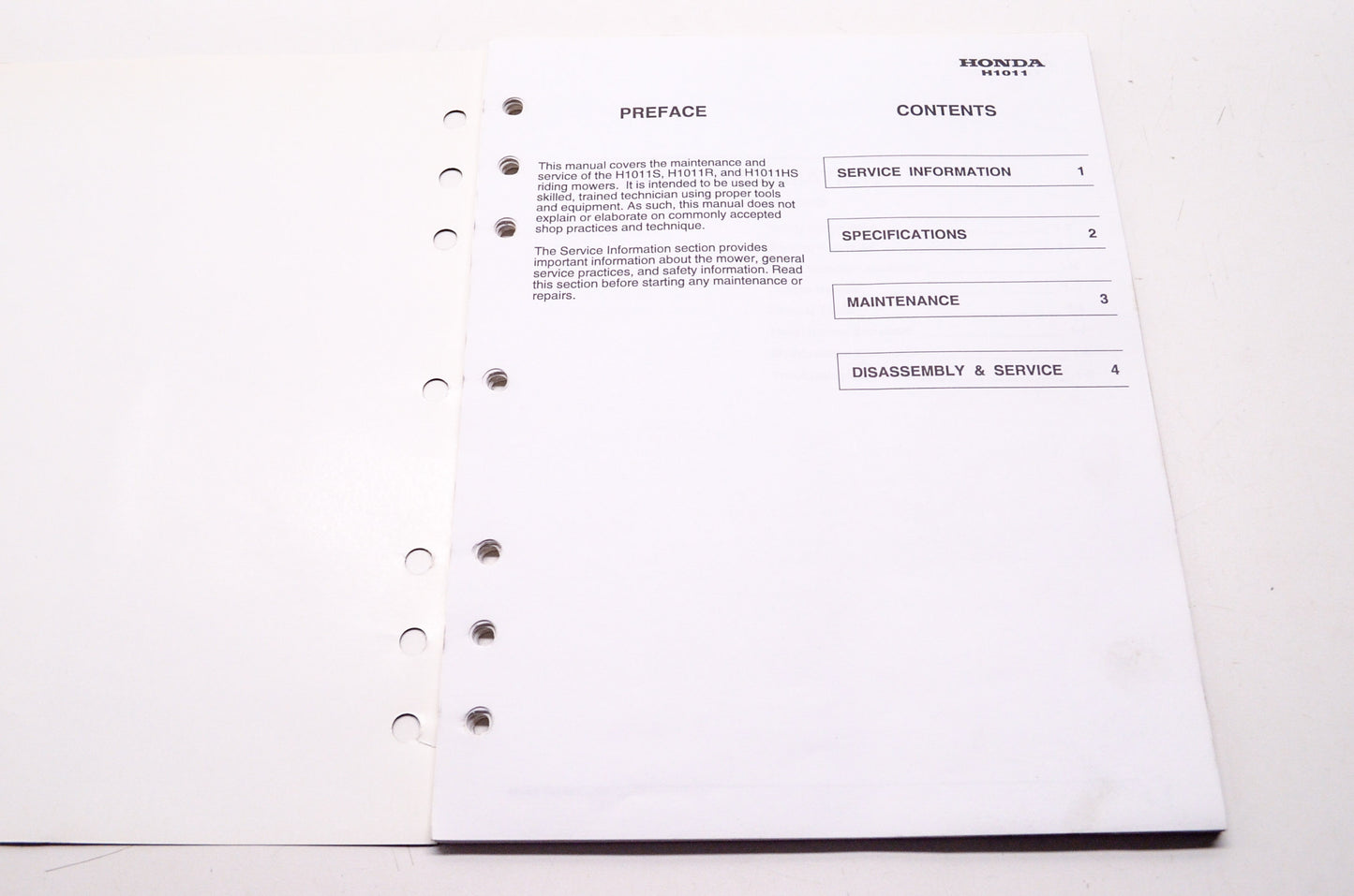 OEM Honda 61772610 Service Manual H1011H