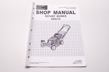 OEM Honda 61VG3600Y Shop Manual Supplement Rotary Mower HRZ216