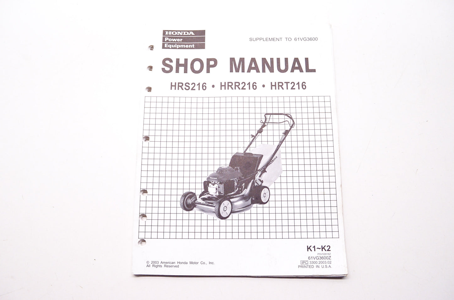 Honda Shop Service Repair Manual HRS216 HRR216 HRT216 Supplement