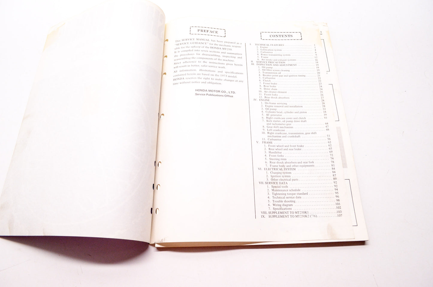 Honda Shop Service Repair Manual MT250