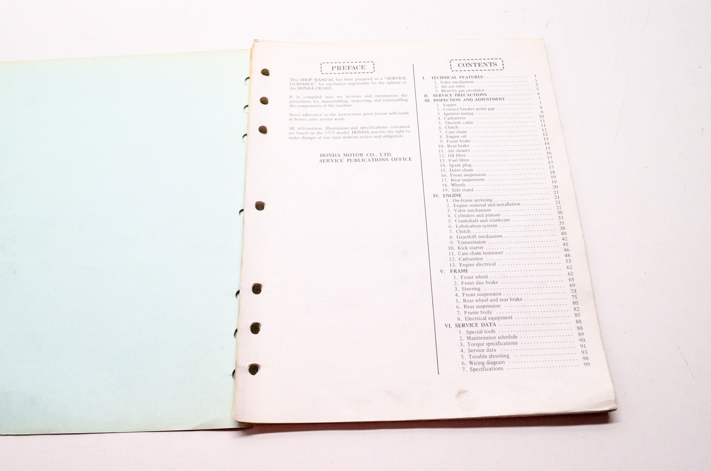 OEM Honda 6137501 Service Manual CB500T,'T76