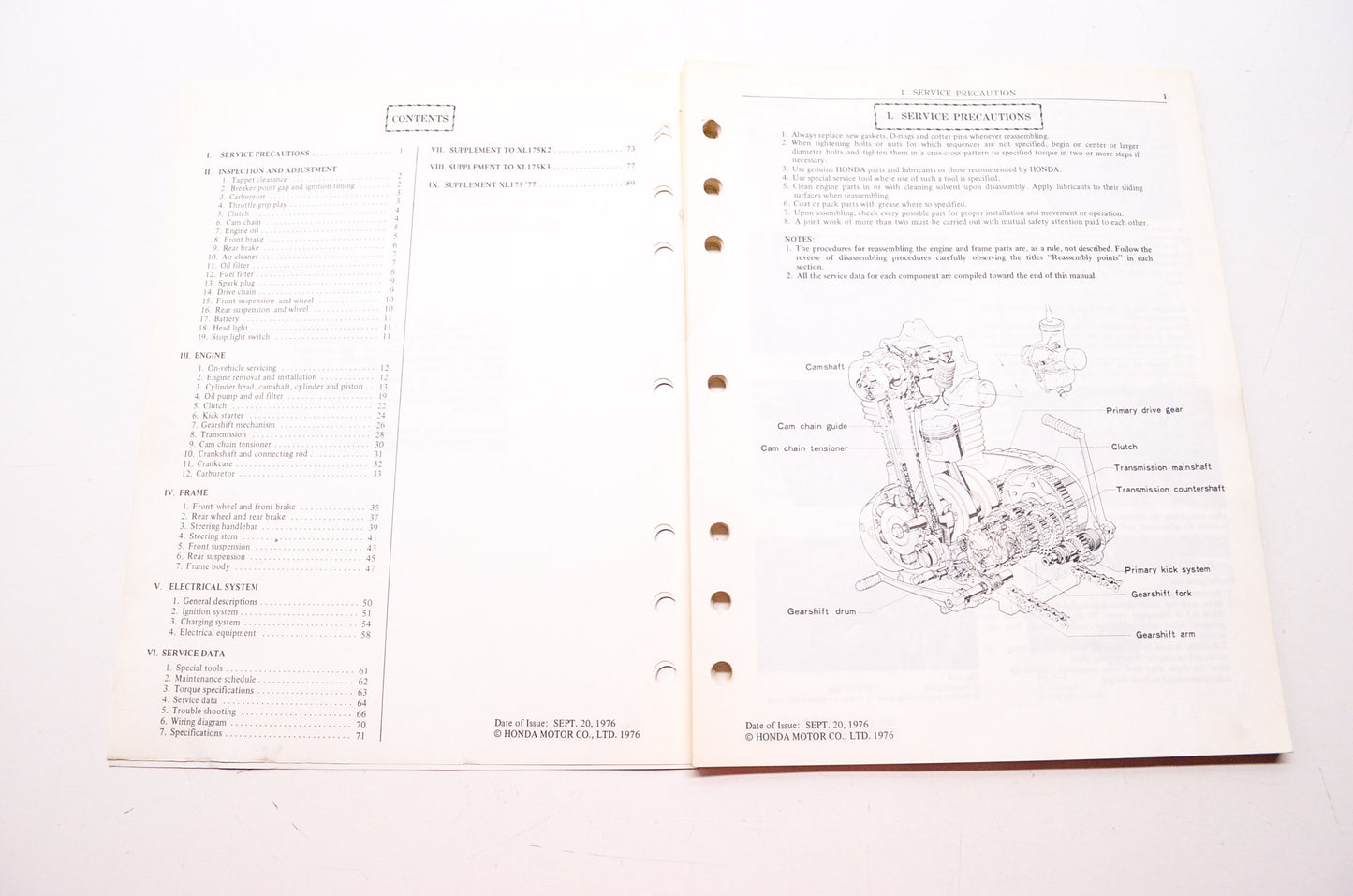 Honda Shop Service Repair Manual XL175