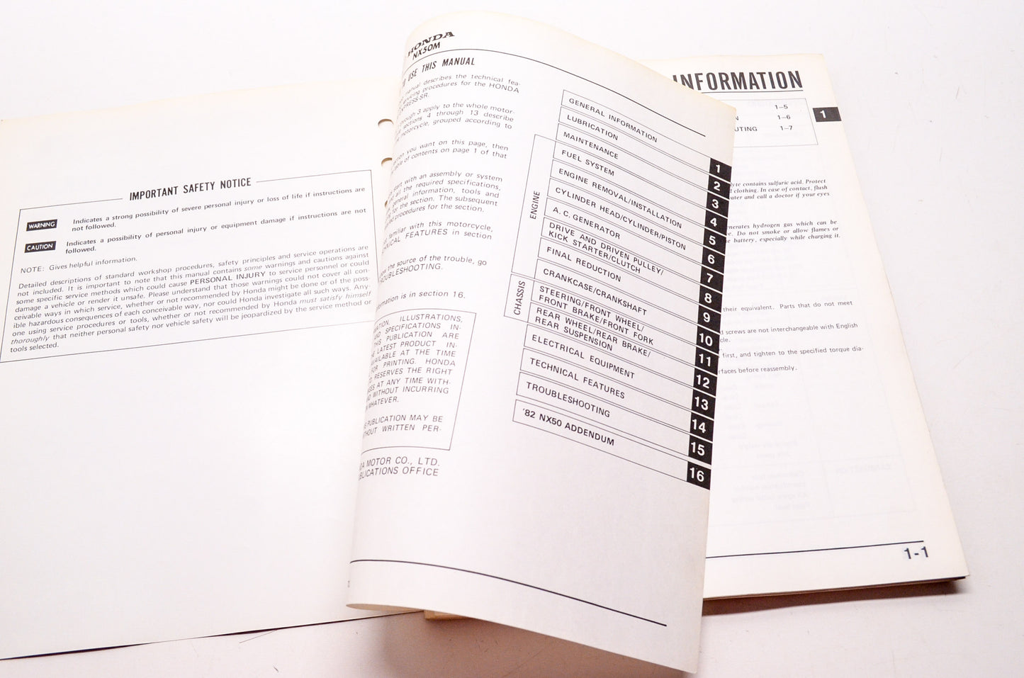 OEM Honda 6118701 NX50M'81-'82 Service Manual