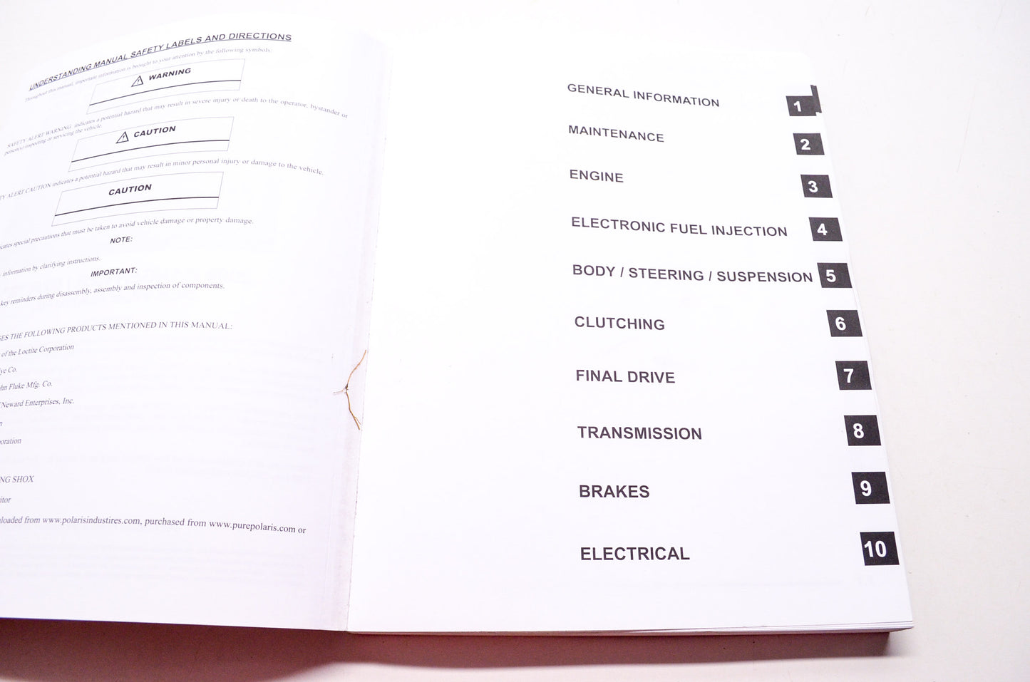 OEM Polaris 9921883 Service Manual 2009-2010 RZR,RZR S,RZR NOS