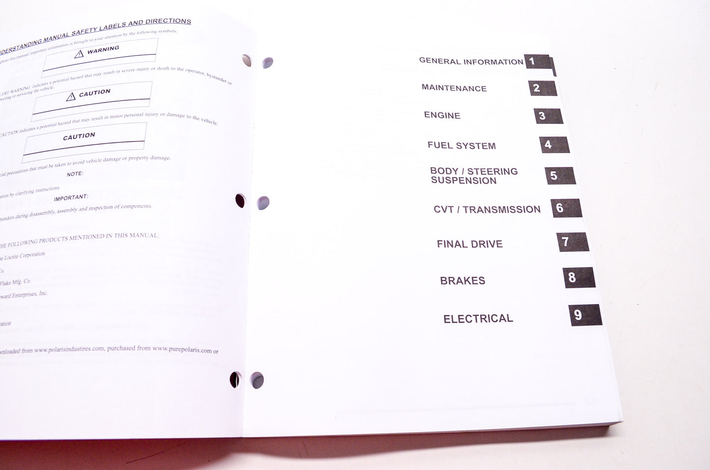 OEM Polaris 9921340 Service Manual 08 Hawkeye/Sportsman 300