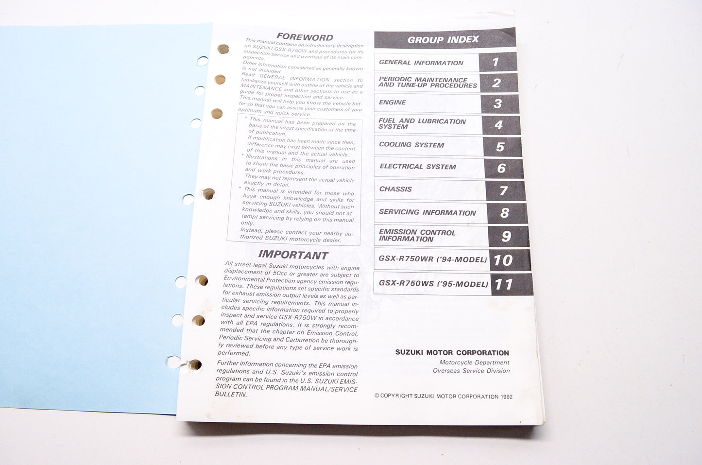 OEM Suzuki 99500-37073-03E GSX-R750W Service Manual