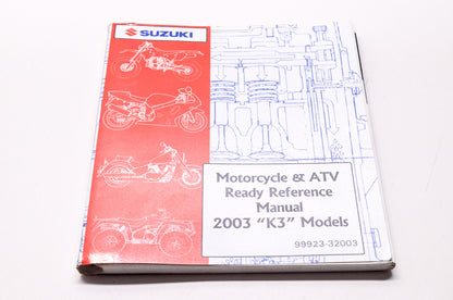 OEM Suzuki 99923-32003 Motorcycle & ATV Ready Reference Manual 2003 'K3' Models