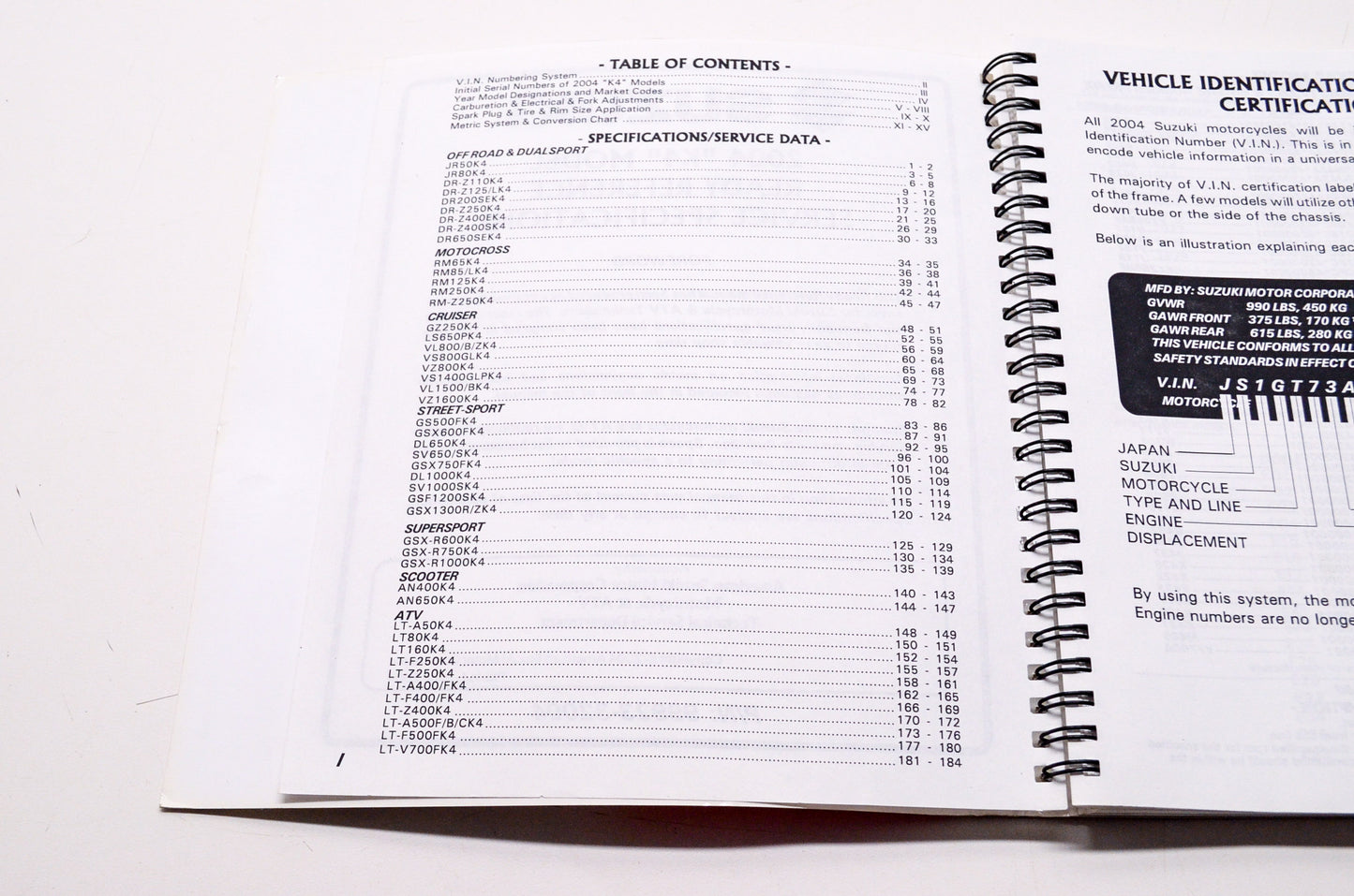 OEM Suzuki 99923-32004 Motorcycle & ATV Ready Reference Manual 2004 'K4' Models