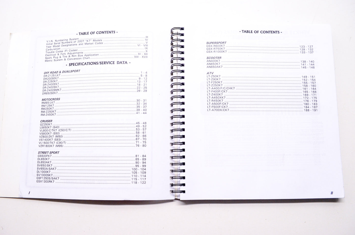 OEM Suzuki 99923-32007 Motorcycle & ATV Ready Reference Manual 2007 'K7' Models