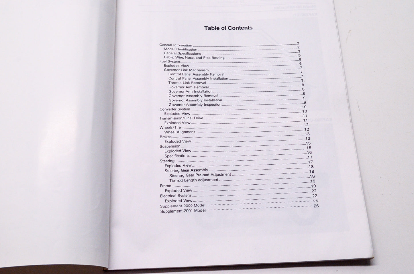 OEM Kawasaki 99924-1202-54 Service Manual Supplement KAF300C