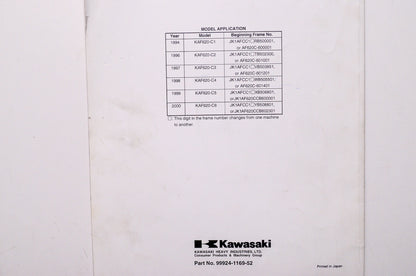 OEM Kawasaki 99924-1169-52 Service Manual Supplement KAF620C