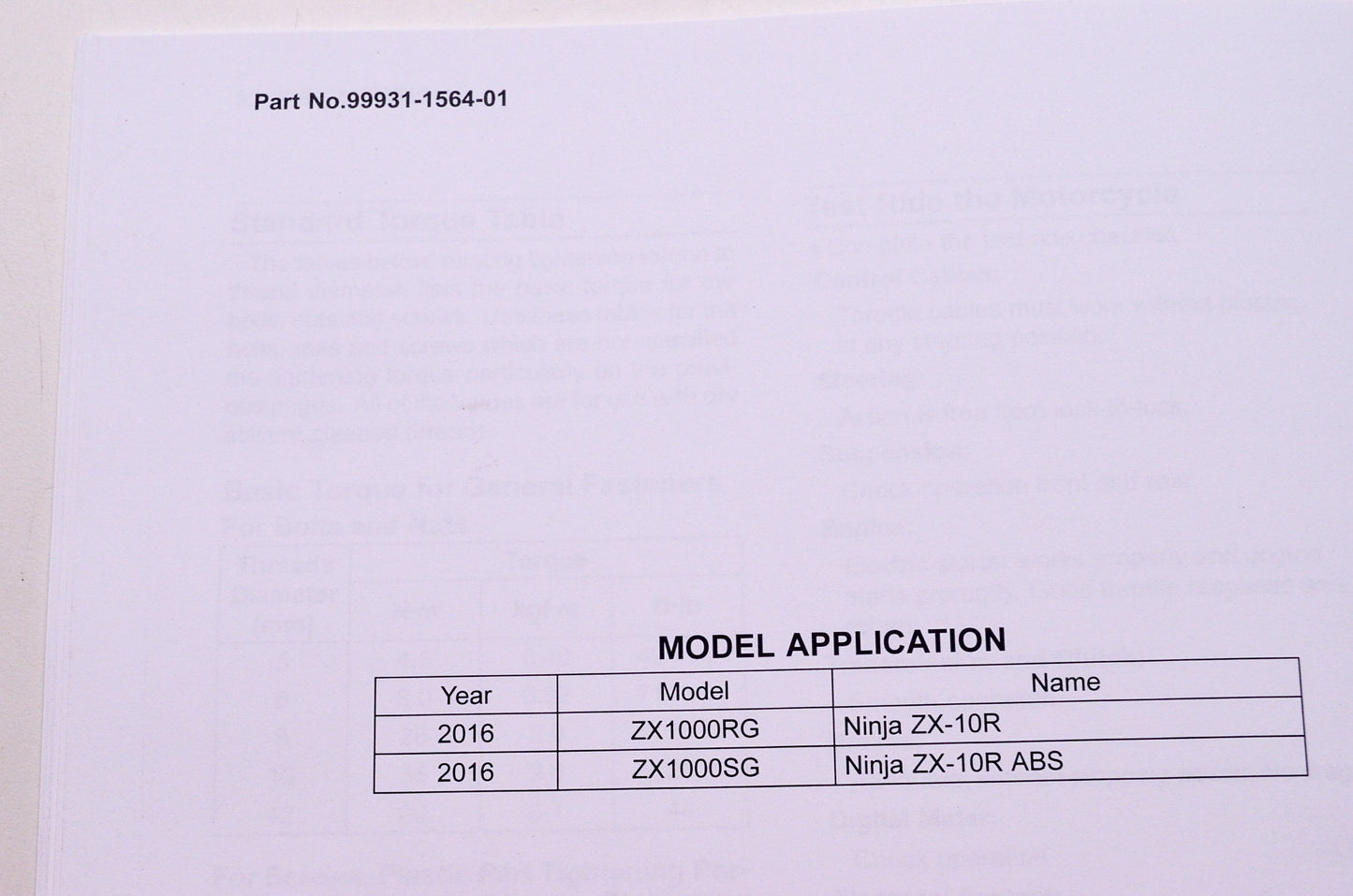 Ninja ZX-10R ABS Motorcycle Assembly & Preparation Manual