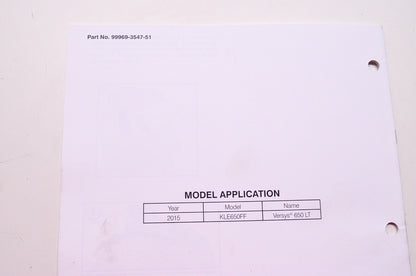 Kawasaki Versys 650 LT Motorcycle Assembly & Preparation Manual Supplement
