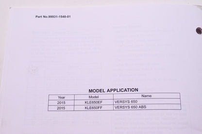 OEM Kawasaki 99931-1548-01 Assembly & Preparation Manual KLE650F