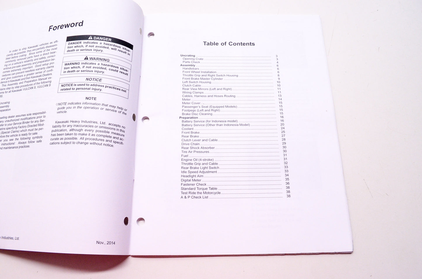 OEM Kawasaki 99931-1549-01 Assembly & Preparation Manual EN650A