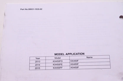 OEM Kawasaki 99931-1535-02 Assembly & Preparation Manual KX450F