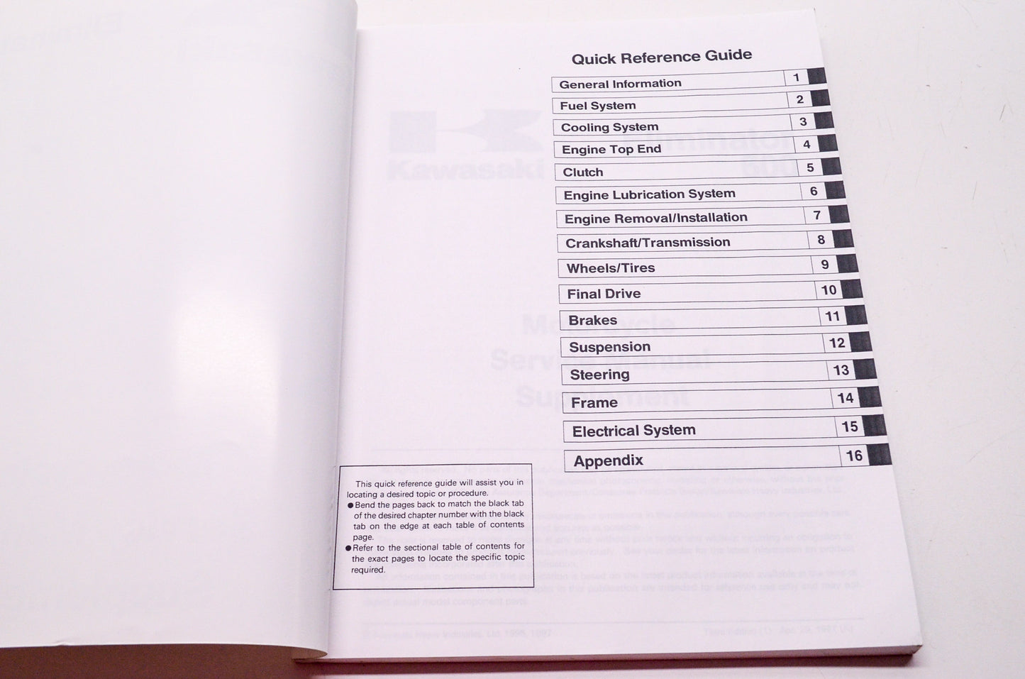 OEM Kawasaki 99924-1185-53 Service Manual Supplement ZL600B