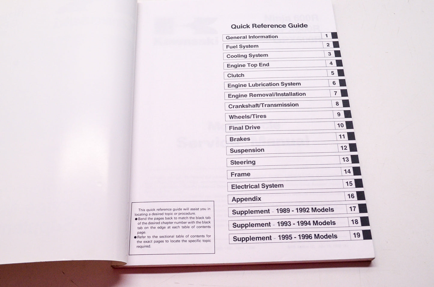 OEM Kawasaki 99924-1081-56 Service Manual Supplement ZX600C