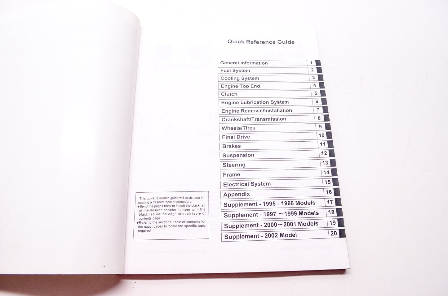 OEM Kawasaki 99924-1161-58 Service Manual Supplement ZX600E
