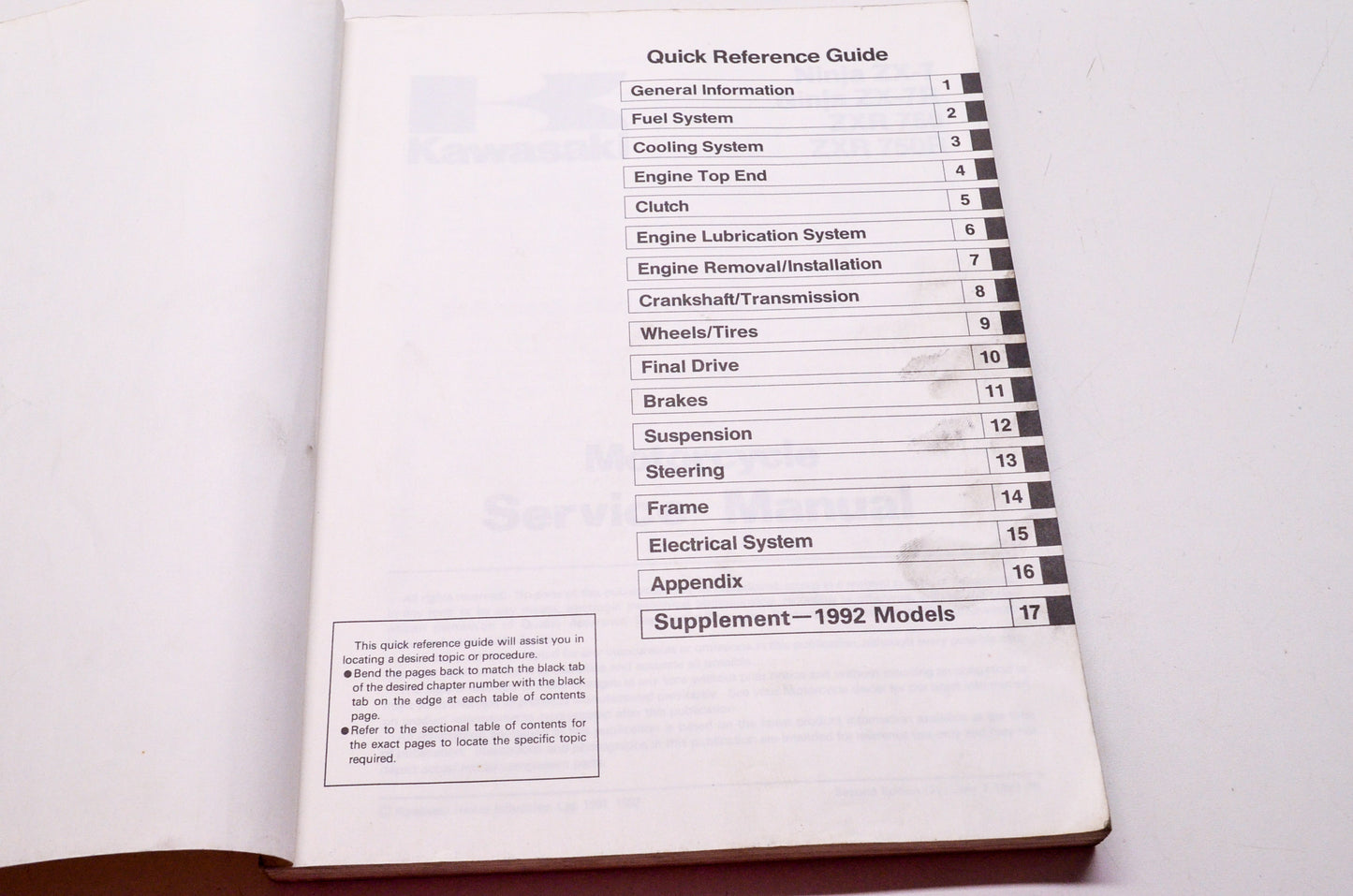 OEM Kawasaki 99924-1139-02 Service Manual ZX750J/K