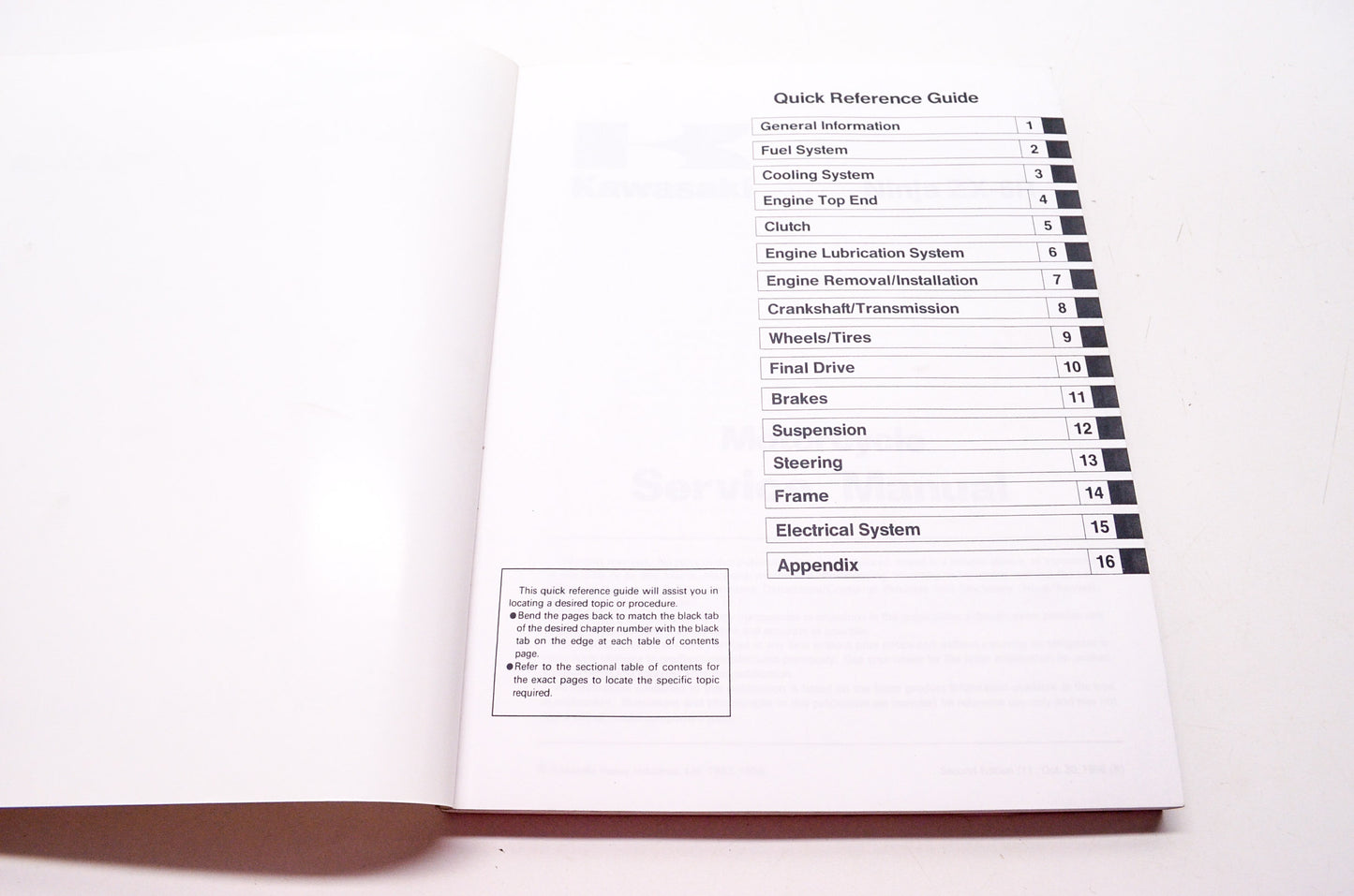 OEM Kawasaki 99924-1226-02 Service Manual ZX600G