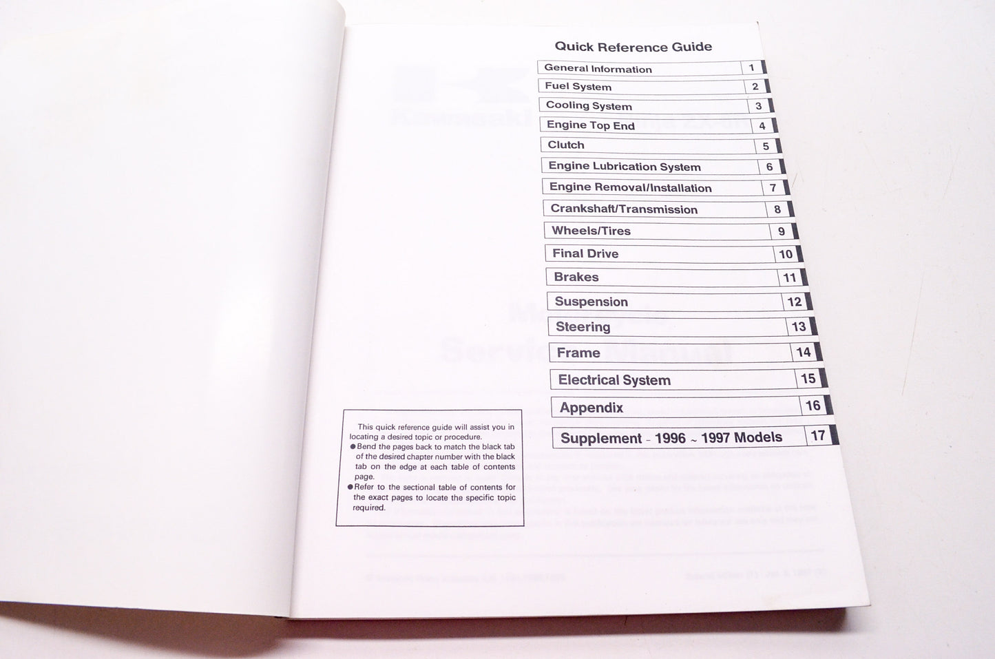 OEM Kawasaki 99924-1184-02 Service Manual ZX600F