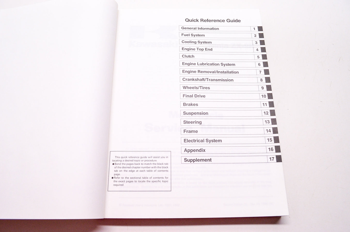OEM Kawasaki 99924-1225-02 Service Manual ZX900C