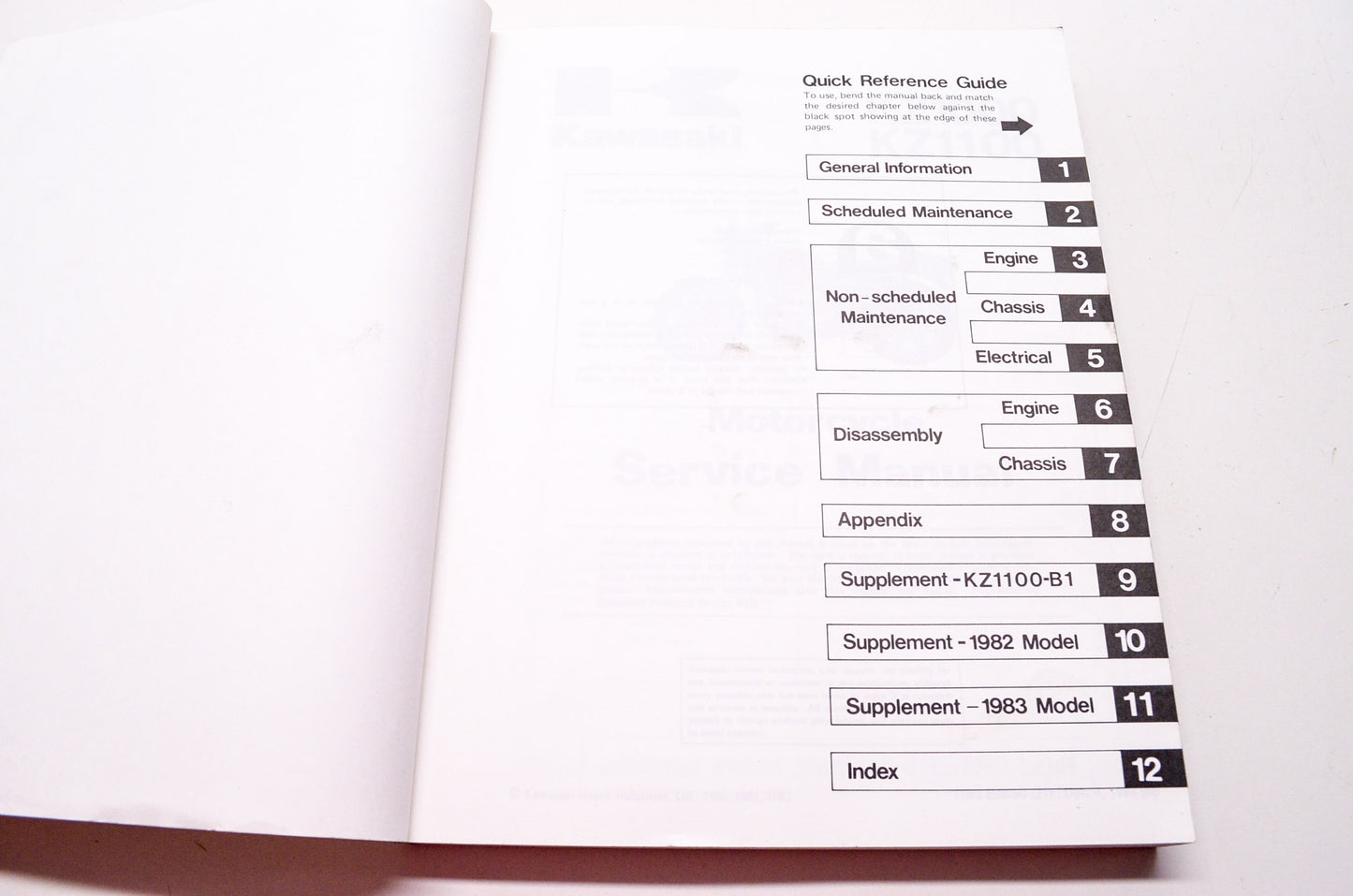 OEM Kawasaki 99924-1026-03 Service Manual KZ1000J/K/M/R