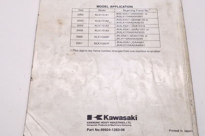 OEM Kawasaki 99924-1283-06 Service Manual KLX110A