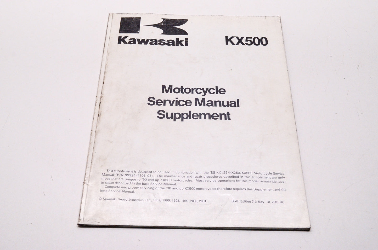 OEM Kawasaki 99924-1132-56 Service Manual Supplement KX500E