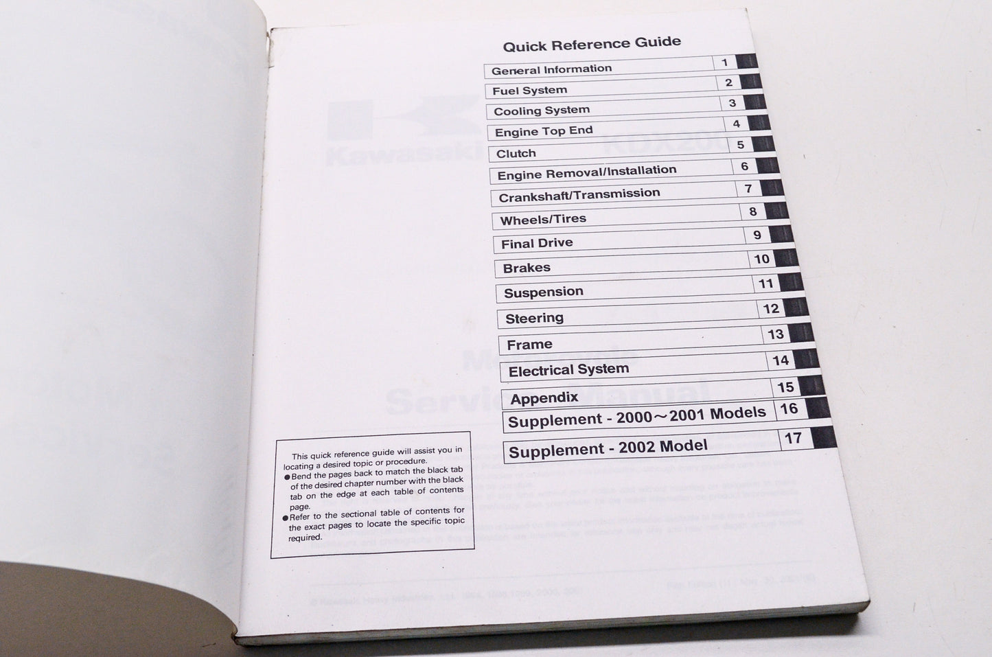 OEM Kawasaki 99924-1181-05 Service Manual KDX200H