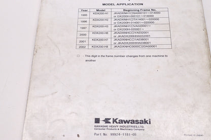 OEM Kawasaki 99924-1181-05 Service Manual KDX200H