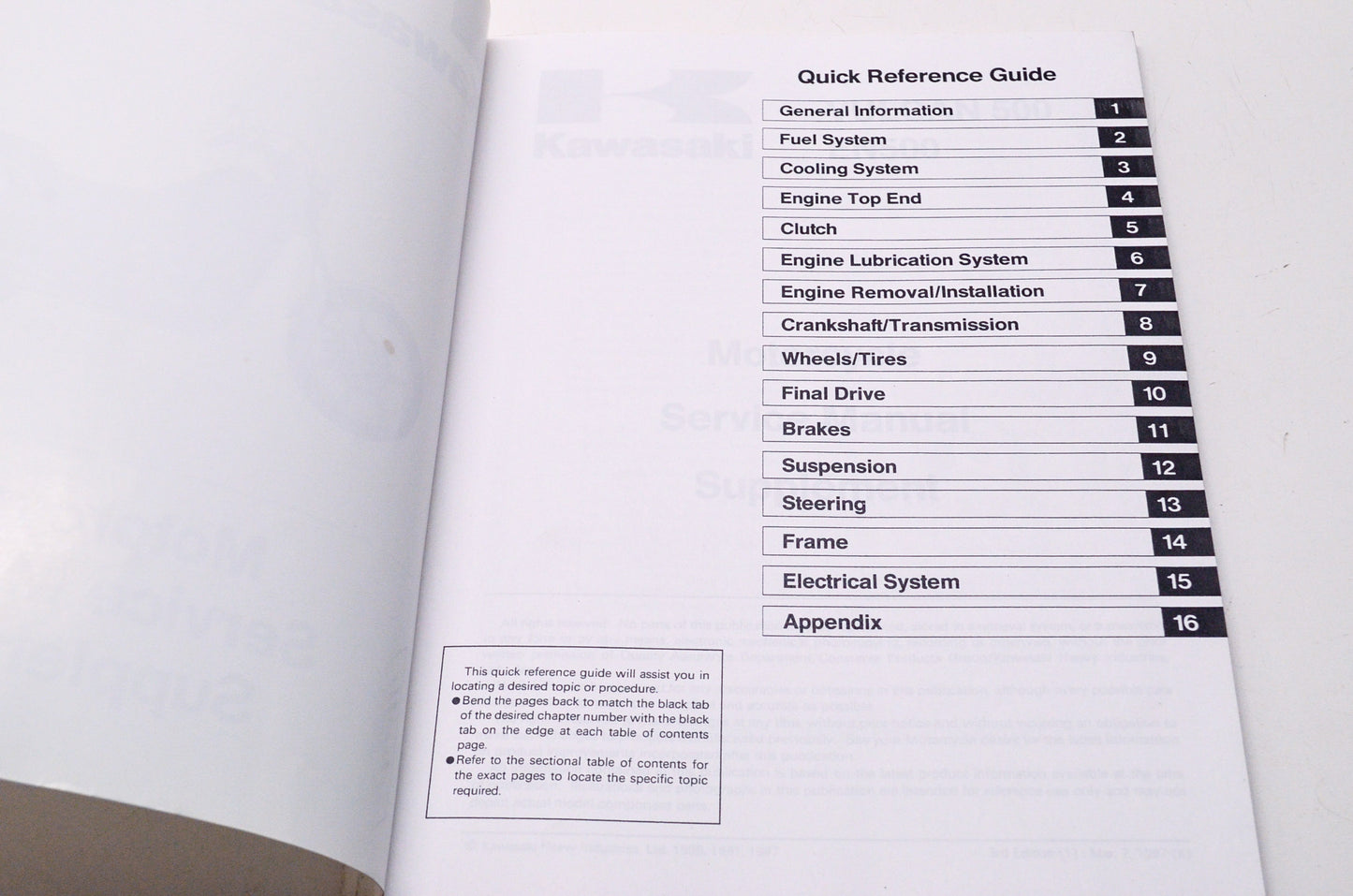 OEM Kawasaki 99924-1125-53 Service Manual Supplement EN500A